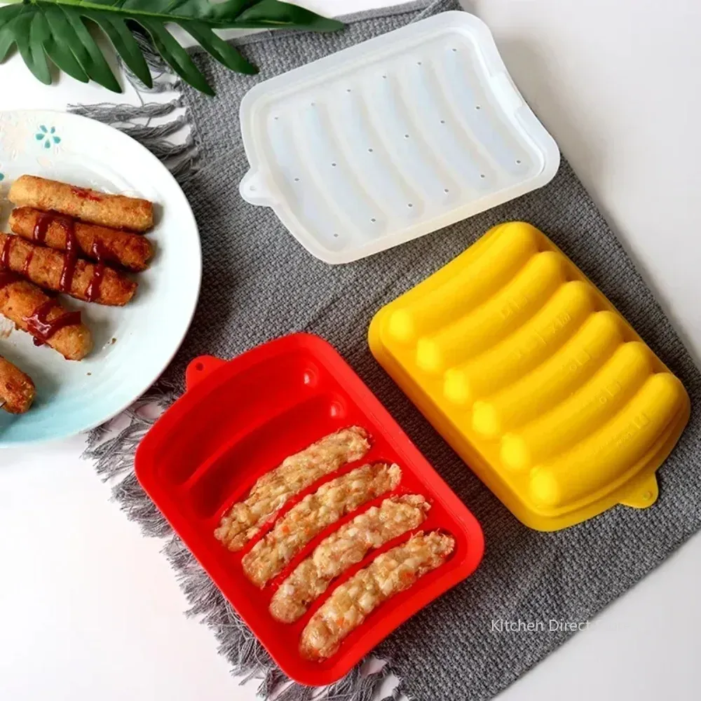 Hot Dog Press - ソーセージメーカー型 6グリッド シリコン製 DIY ハム ホットドッグ製造型