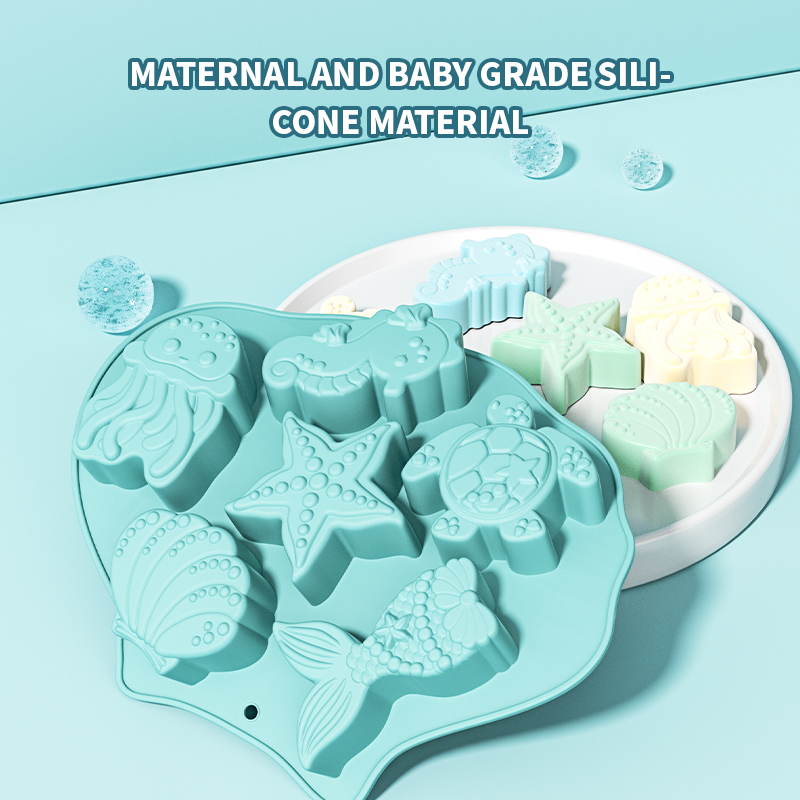 Donut Mold Silicone - オーシャンフォンダンシリコンモールドシェルマーメイドテールタツノオトシゴヒトデチョコレートモールドマーメイドテーマのケーキデコレーションツールに適しています