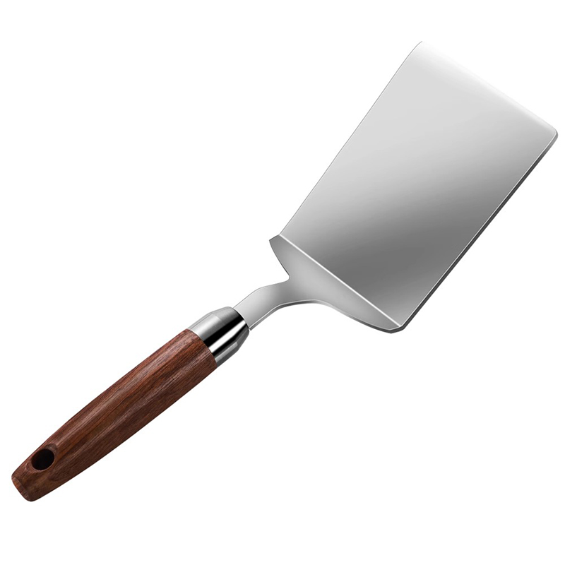 Okonomiyaki Spatula - 木製ハンドル付きステンレススチール製スパチュラ、ノンスティックパンケーキターナー、調理、揚げ物、グリル、ベーキング用フリッパー - バーベキューツール