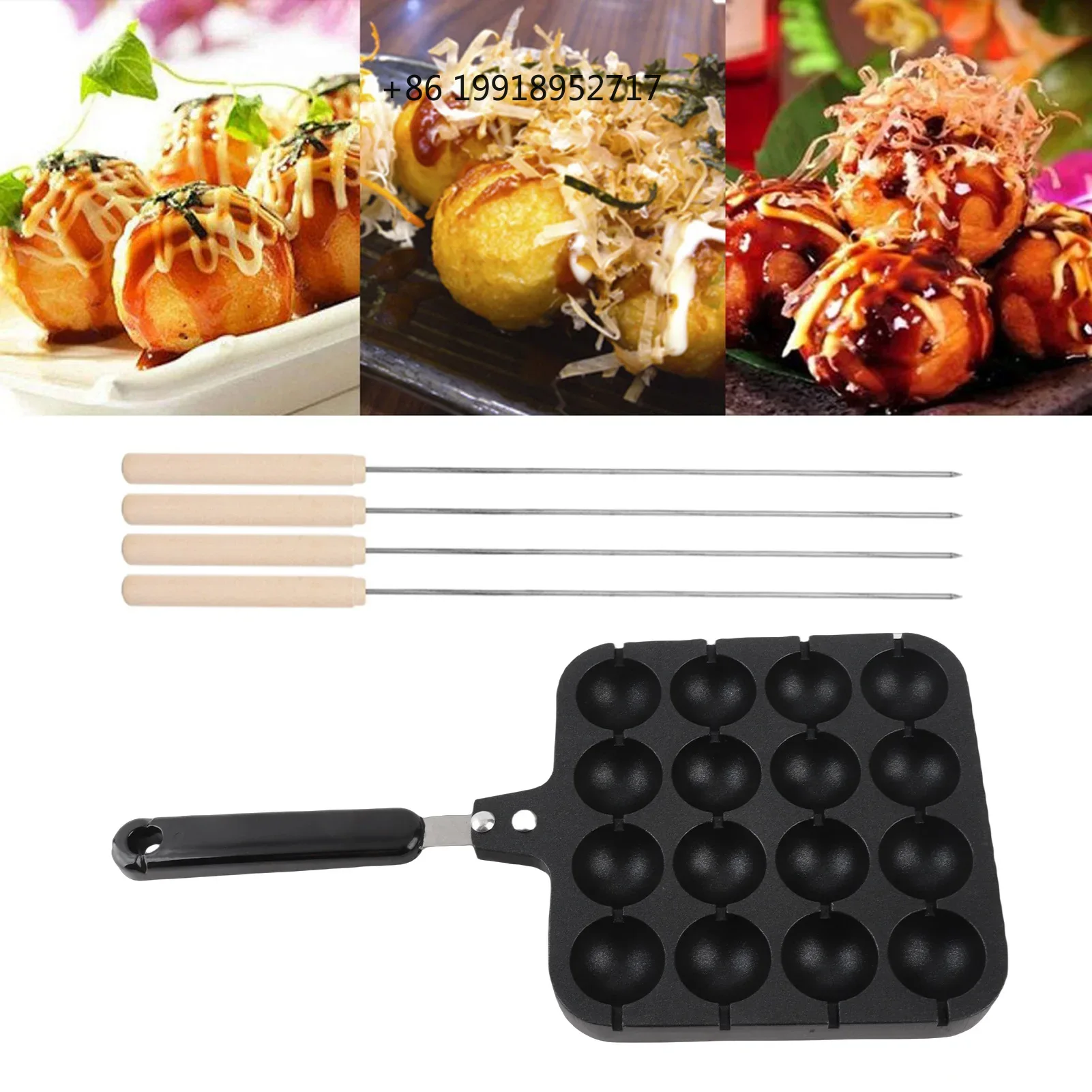 Takoyaki Grill Plate - 焦げ付き防止加工のたこ焼きグリルパン、調理用型、焼き型、トレイ、ハンパン用、朝食メーカー、丸型パンケーキ、フライパン、JJ436