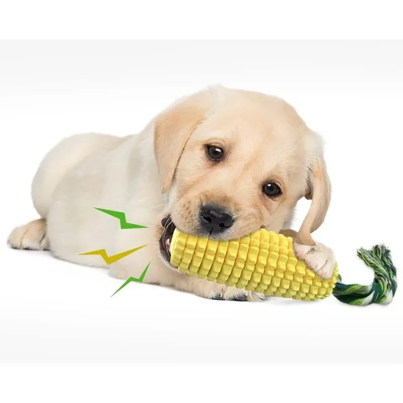 Corn Dog Stick - 新登場！噛む力が強い犬や、丈夫で長持ちする、音が鳴るインタラクティブな犬用おもちゃ。子犬用の歯磨きおもちゃ、犬用噛みつきおもちゃ。