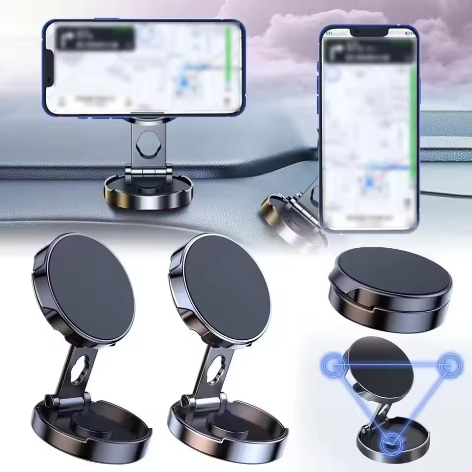 Taco Stand Holder - 強力マグネット式携帯電話スタンド 720 ° 折りたたみ式丸型ブラケット車載ホルダー、ユニバーサル携帯電話用車載マウントホルダー
