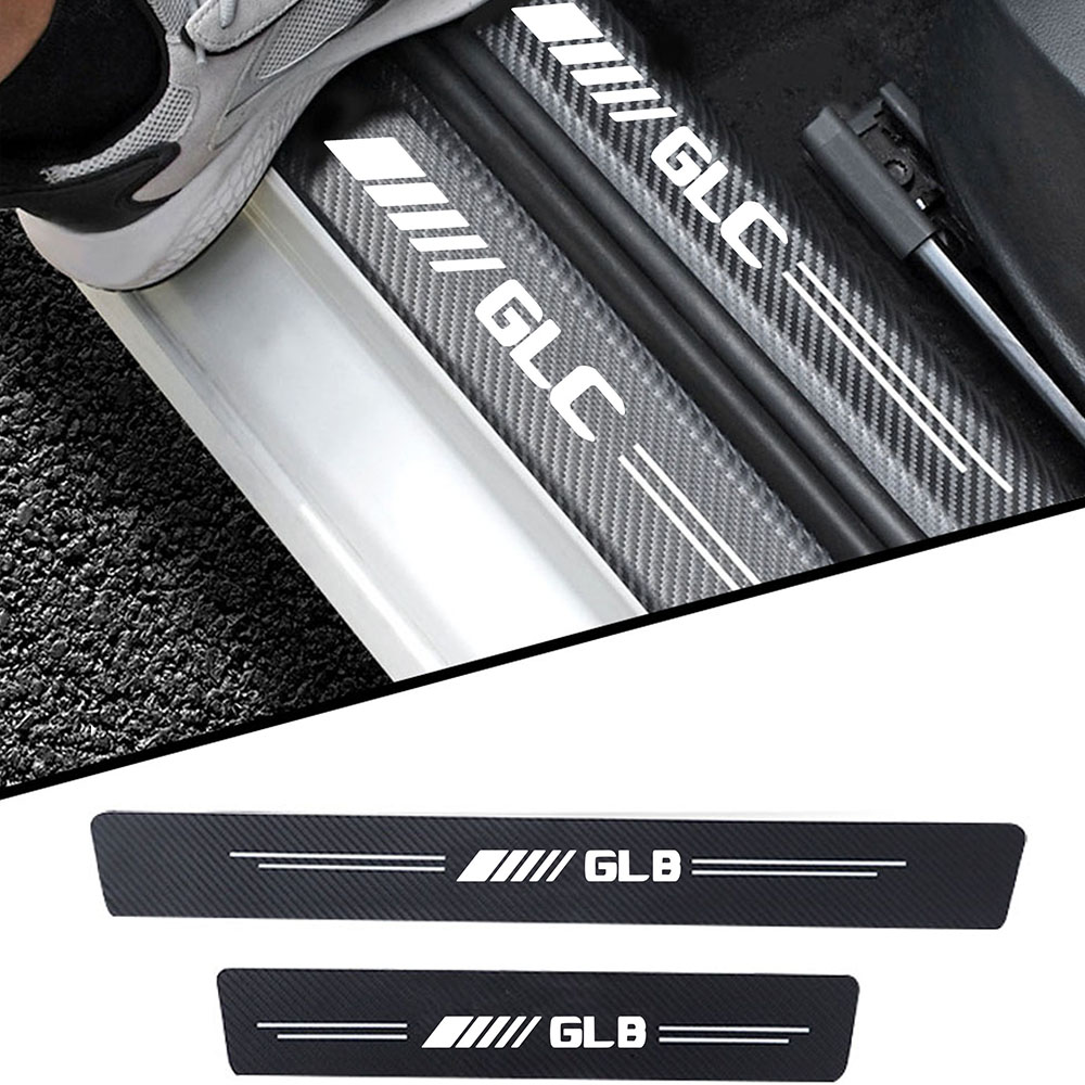 Crepe Pan Carbon - メルセデスベンツ用カーボンファイバーシルプレート,車のドアステッカー,スタイリングアクセサリー,gla,glb,glc,gle,glk,gls,4個