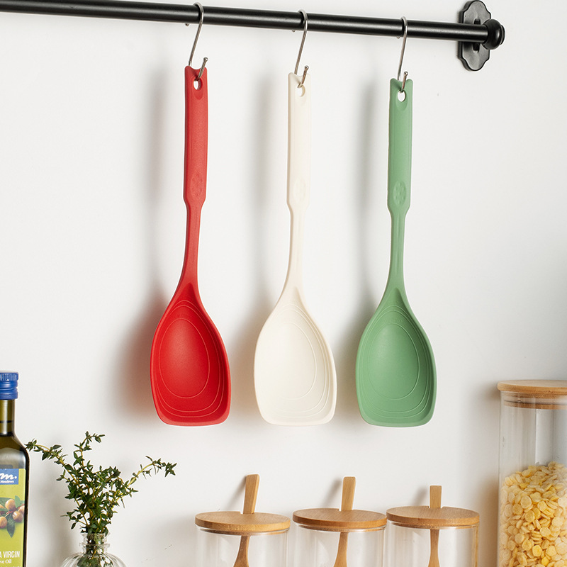 Okonomiyaki Spatula - 2-in-1 シリコン製スパチュラとスプーン 耐熱性と焦げ付き防止 特別に炒め物用の目盛り付きで設計されています