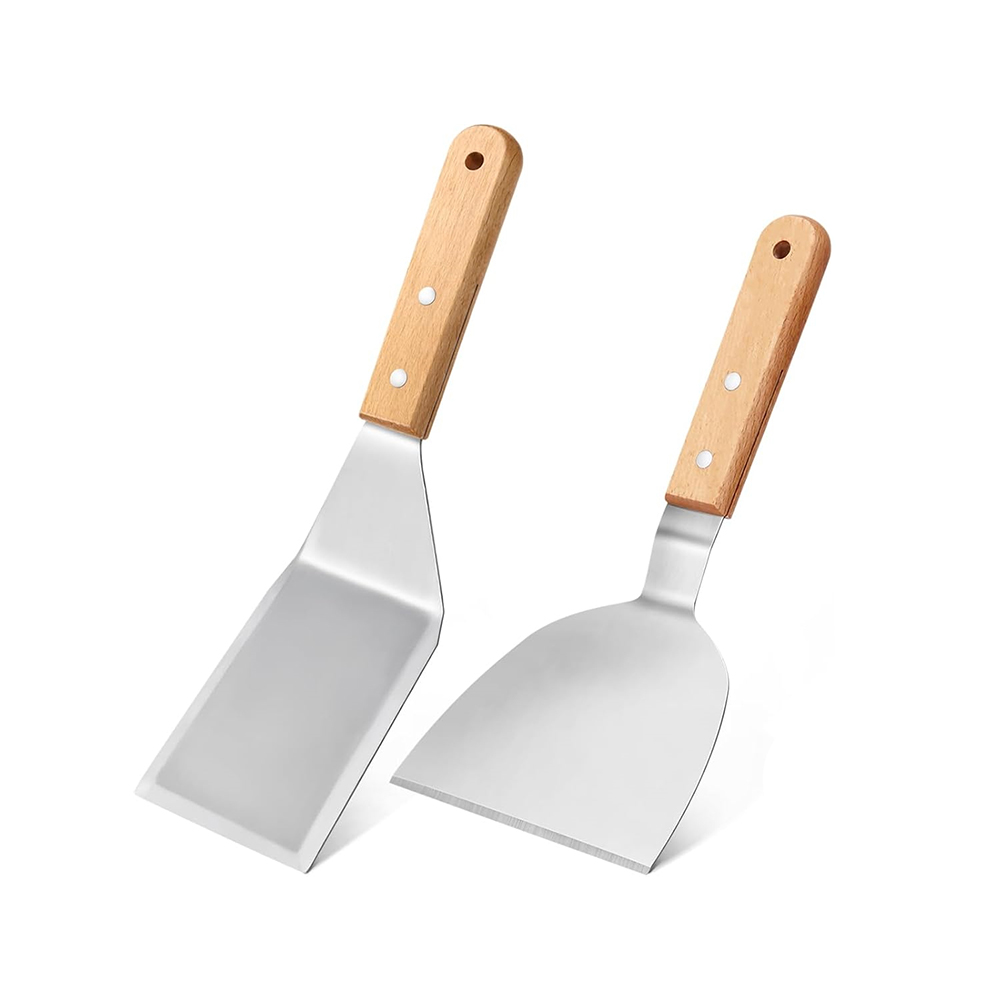 Okonomiyaki Spatula - LMETJMA メタルスパチュラターナーセット ステンレス鋼グリドルスクレーパー フラットスパチュラ パンケーキフリッパー ハンバーガーターナー