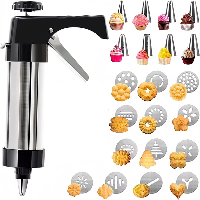 Churros Maker Gun - 日曜大工の手動クッキーモールドガン、クッキープレスキット、装飾機、絞り機、チュロス製造装置、ベーキングツール、セットあたり13個
