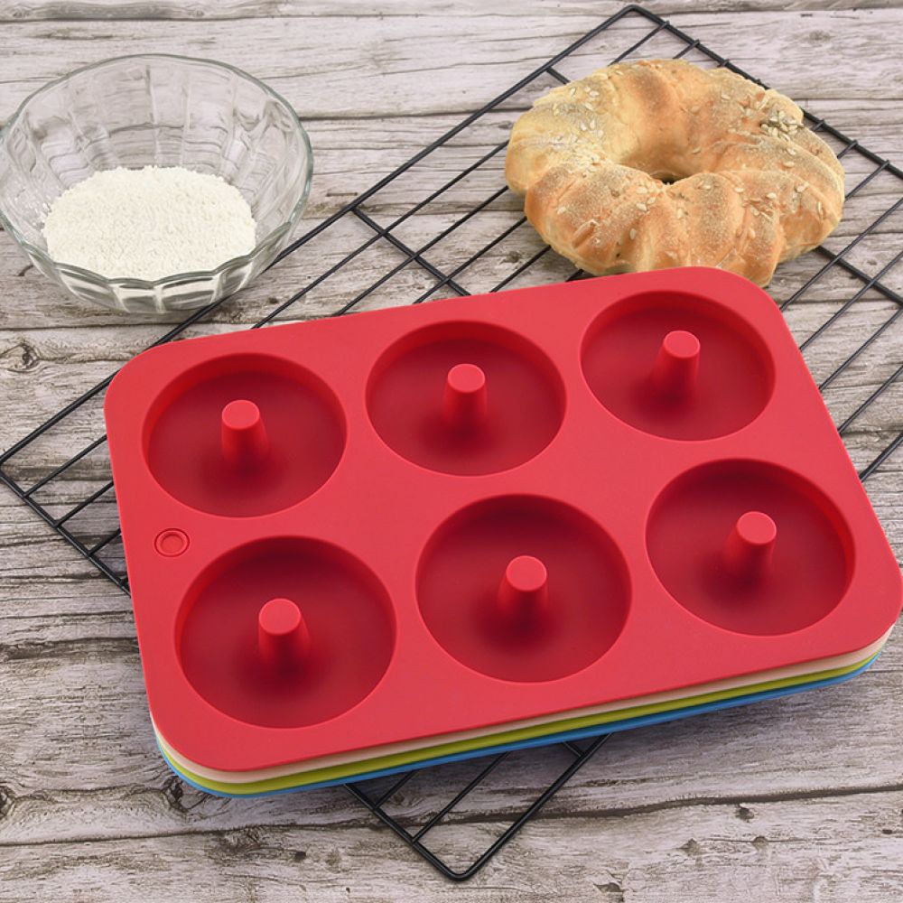 6個の型が付いたシリコン製ドーナツ型。柔軟性があり、ケーキ、 - Donut Mold Silicone のレビューと価格