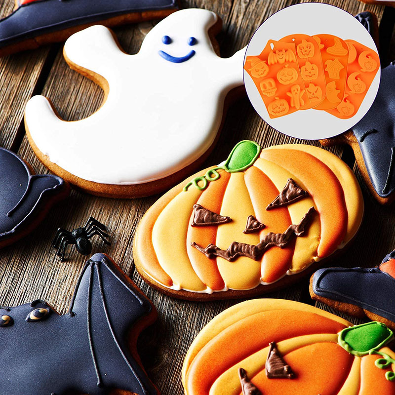 ハロウィーン、カボチャ、頭蓋骨、バット、ゴースト形状、チョコ - Donut Mold Silicone のレビューと価格